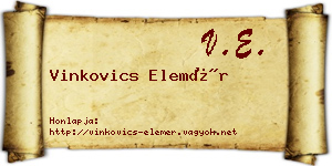 Vinkovics Elemér névjegykártya